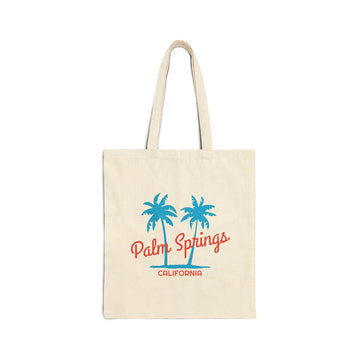 Palm Springs, California, Cotton Canvas Palm Springs Tote Bag - Palm Script