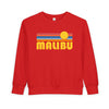 Malibu, California Toddler Sweatshirt - Retro Sun Malibu Toddler Crewneck Sweatshirt