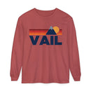Vail, Colorado Long Sleeve T-Shirt Retro Mountain, Unisex Vail Unisex Garment-dyed Long Sleeve T-Shirt-5