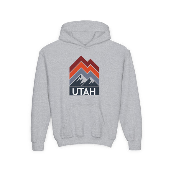 Utah Youth Hoodie - Retro Mountain Utah Youth Sweatshirt