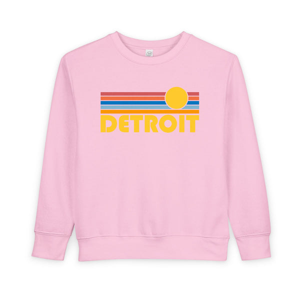 Detroit, Michigan Toddler Sweatshirt - Retro Sun Detroit Toddler Crewneck Sweatshirt
