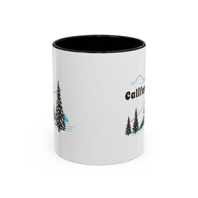 California Retro Snow Skiing Mountain 11 oz Mug, Ski Lodge Decor Coffee Cup, Mountain Gondola Lover Gift, Retro Skiing Mug - 0
