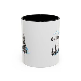 California Retro Snow Skiing Mountain 11 oz Mug, Ski Lodge Decor Coffee Cup, Mountain Gondola Lover Gift, Retro Skiing Mug