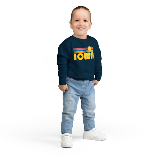 Iowa Toddler Sweatshirt - Retro Sun Iowa Toddler Crewneck Sweatshirt