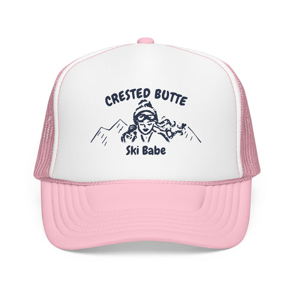 Crested Butte, Colorado Ski Babe Trucker Hat — Foam Mesh Cap