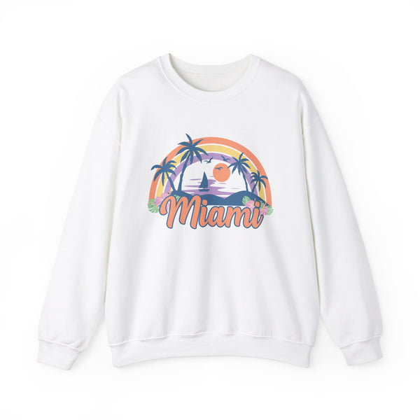 Miami, Florida Sweatshirt - Unisex Retro Beach Crewneck Miami Sweatshirt