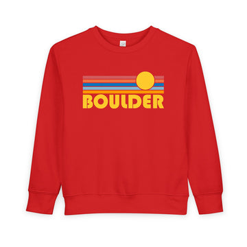 Buy red Boulder, Colorado Toddler Sweatshirt - Retro Sun Boulder Toddler Crewneck Sweatshirt