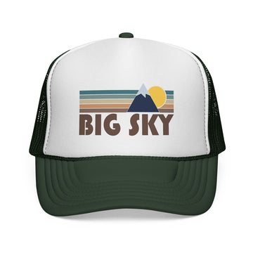 Big Sky, Montana Retro Mountains Trucker Hat - Vintage Style Big Sky Cap - 0