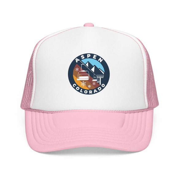 Kids Aspen Colorado Retro Ski Lift Mountain Foam Trucker Hat