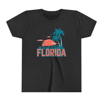 Buy dark-grey-heather Florida Youth Shirt - Retro Palm Tree Florida Kid's T-Shirt