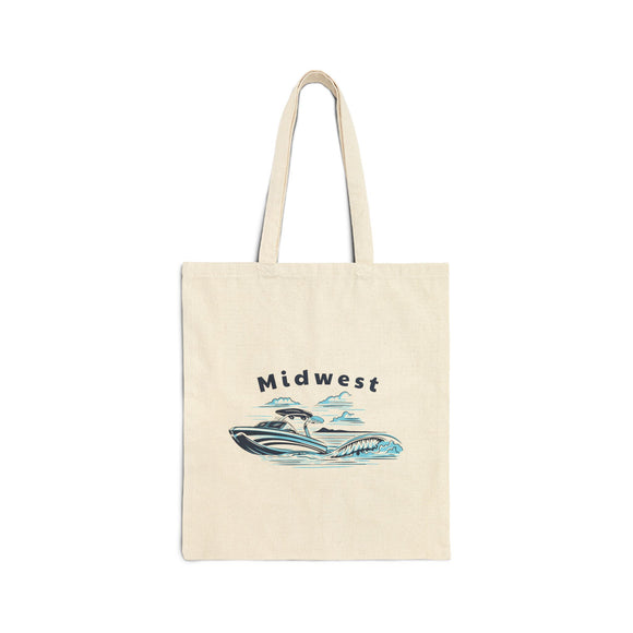 Midwest Wakeboard Boat Canvas Tote Bag - 15" x 16"