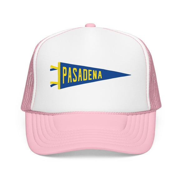 Pasadena, California Pennant Trucker Hat — Retro Flag Foam Cap