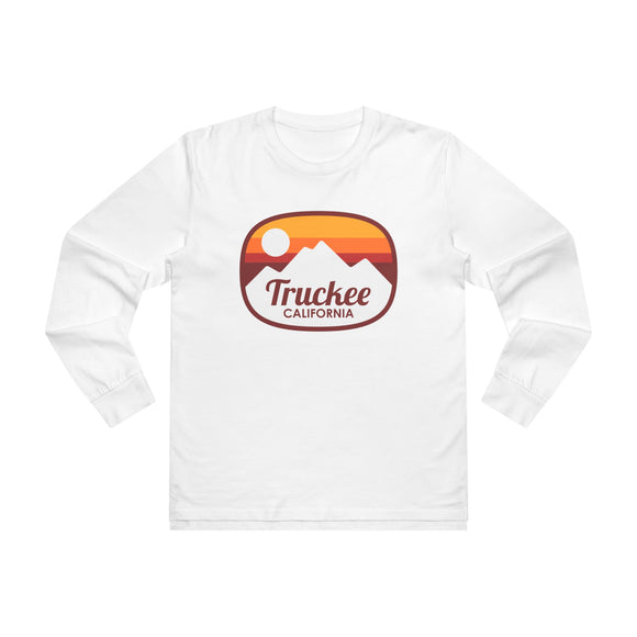 Truckee, California Mens Base Long-sleeve Tee - Retro Ombre Heavy Weight Long Sleeve T-shirt