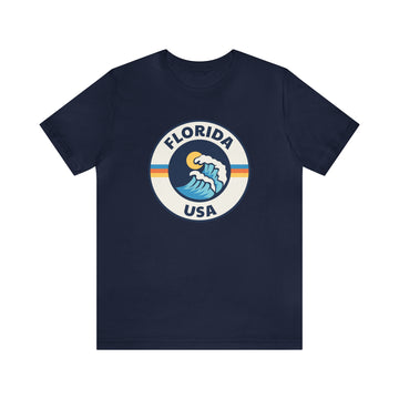Buy navy Florida T-Shirt - Retro Unisex Florida Shirt - Wave Circle
