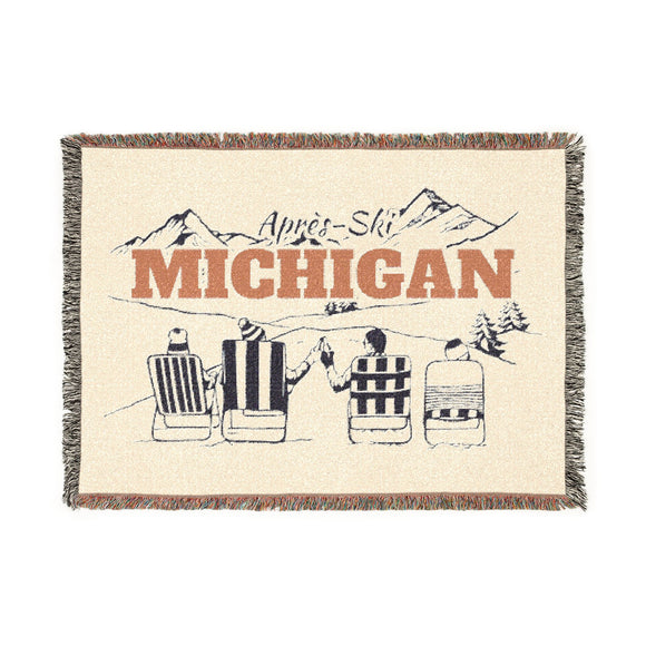 Michigan Ski Town Throw Blanket | Mountain Woven Blanket