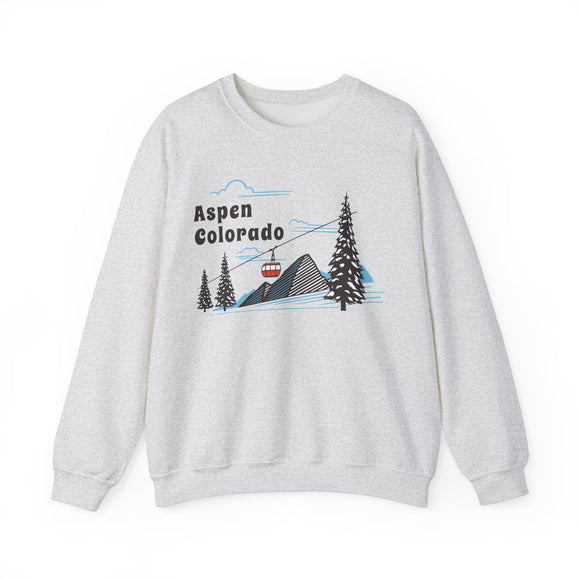 Aspen, Colorado Sweatshirt - Unisex Retro Ski Mountain Gondola Aspen Sweatshirt