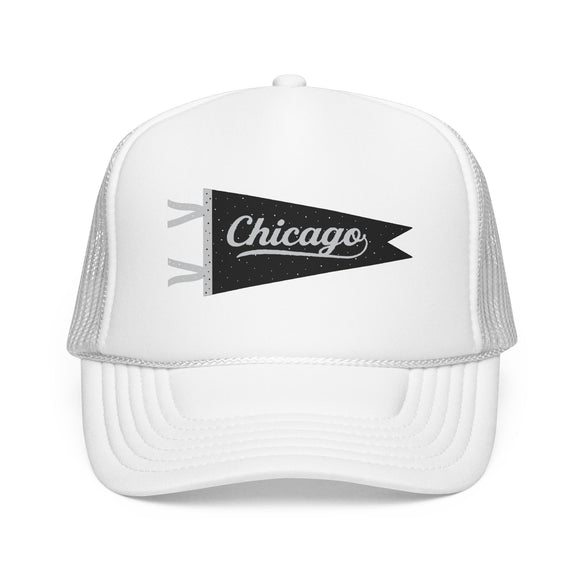 Chicago Pennant Trucker Hat — Vintage City Pride Foam Cap