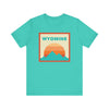 Retro Wyoming T-Shirt, Mountain Sun Tee, Unisex Graphic Shirt, Vintage Wyoming Top, Outdoor Adventure Clothing