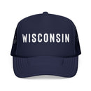 Wisconsin Trucker Hat - Wisconsin Cap - Block Letter Navy-1