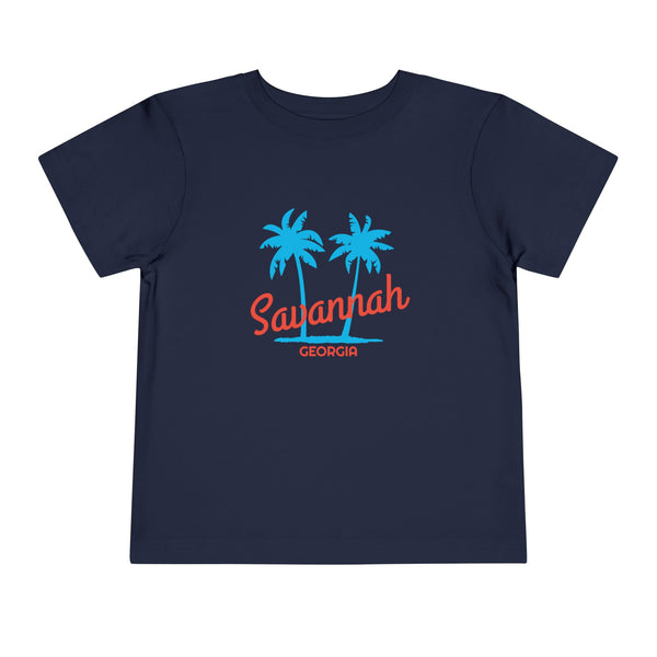 Savannah, Georgia Toddler T-Shirt - Retro Palm Tree Toddler Savannah Shirt