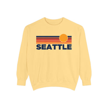 Seattle, Washington Sunset Stripes Sweatshirt | Comfort Colors - 100% Cotton
