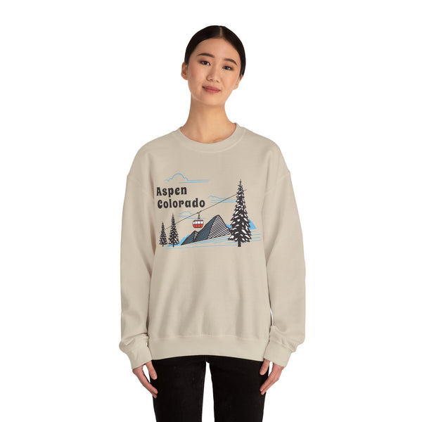 Aspen, Colorado Sweatshirt - Unisex Retro Ski Mountain Gondola Aspen Sweatshirt