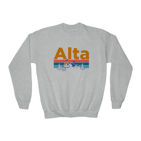 Alta, Utah Youth Sweatshirt - Unisex Kid's Alta Crewneck Sweatshirt