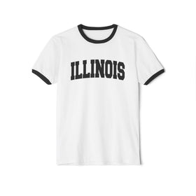Buy white-black Illinois Cotton Ringer Graphic Tee - Unisex Illinois T Shirt, Vintage Style Tee, Men's/Women's Tee