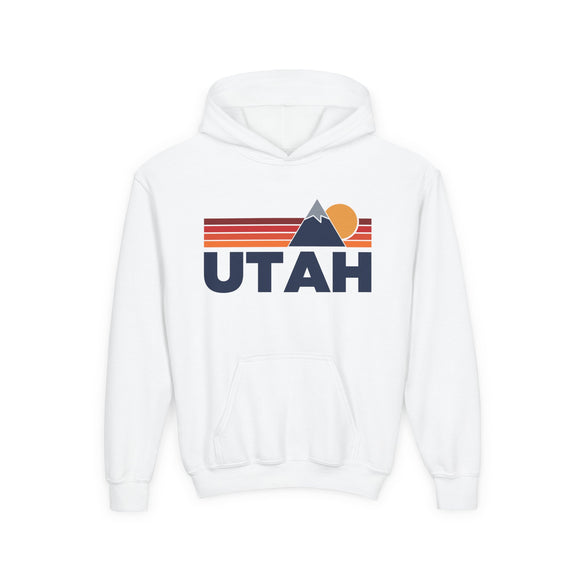 Utah Youth Hoodie Retro Mountain, Kids Pullover, Vintage Style Utah Sweatshirt