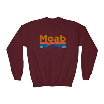 Buy maroon Moab, Utah Youth Sweatshirt - Unisex Kid's Moab Crewneck Sweatshirt