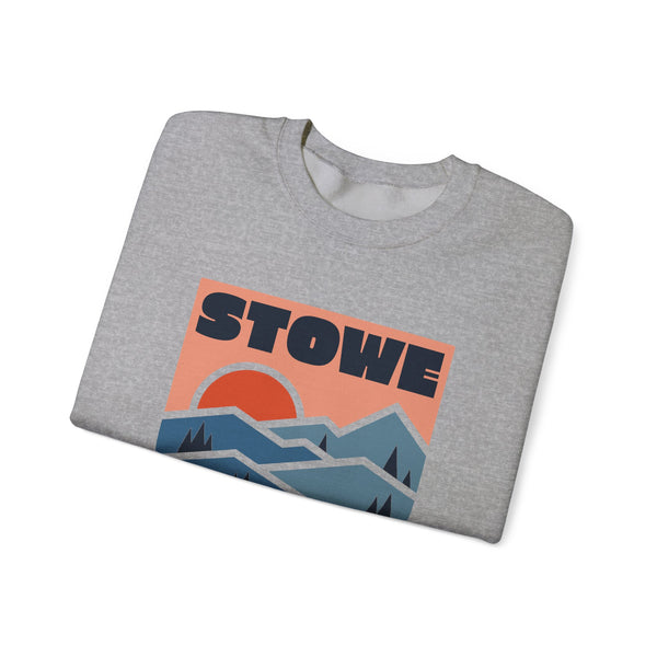 Stowe, Vermont Sweatshirt Retro Mountains, Stowe Unisex Graphic Crewneck
