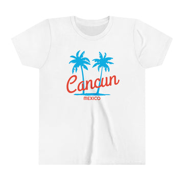Cancun, Mexico Youth Shirt - Retro Palm Tree Cancun Kid's T-Shirt - 0