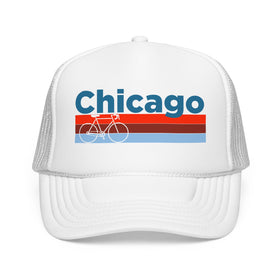 Buy white Chicago, Illinois Trucker Hat - Foam Chicago Bike Cap