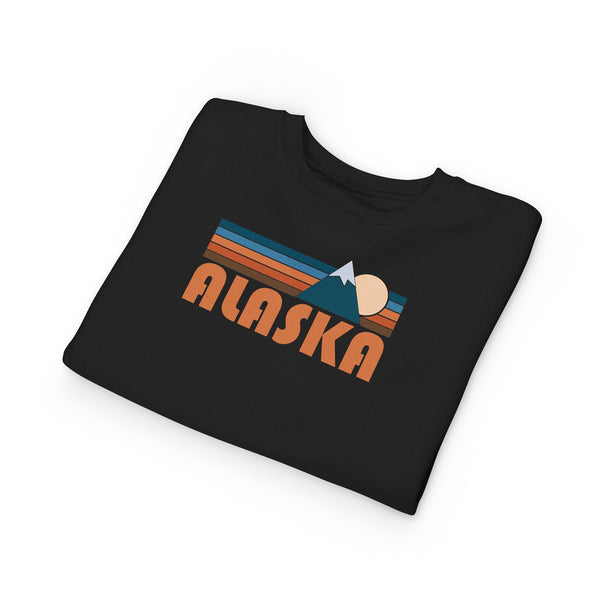 Alaska Toddler Sweatshirt - Retro Mountain Alaska Toddler Crewneck Sweatshirt