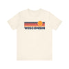 Wisconsin T-Shirt Retro Sun Ombre Unisex Tee, Vintage Wisconsin Tee, Mountain Sun Tee, Wisconsin Souvenir Shirt