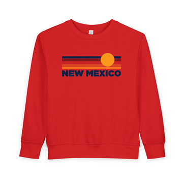 Buy red New Mexico Toddler Sweatshirt - Retro Sun New Mexico Toddler Crewneck Sweatshirt