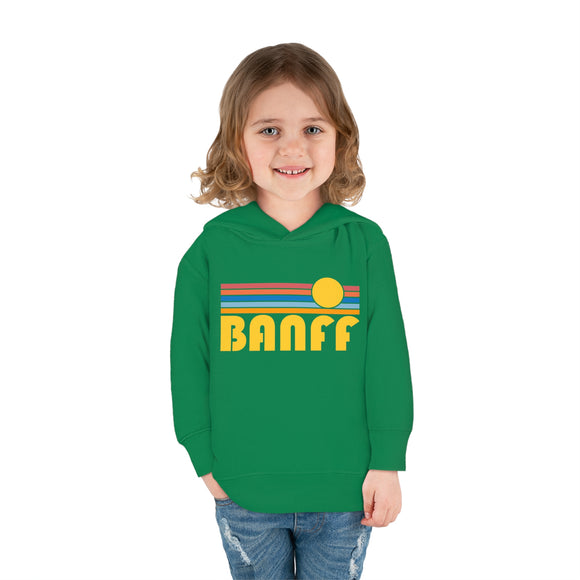 Banff, Canada Toddler Hoodie - Retro Sunrise Unisex Banff Toddler Sweatshirt