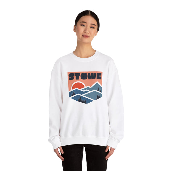 Stowe, Vermont Sweatshirt Retro Mountains, Stowe Unisex Graphic Crewneck