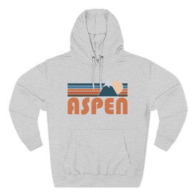 Buy heather-grey Aspen, Colorado Hoodie - Retro Mountain Unisex Sweatshirt