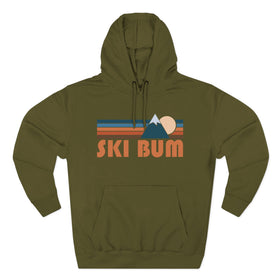 Buy army-green Ski Bum Hoodie - Retro Mountain Unisex Sweatshirt