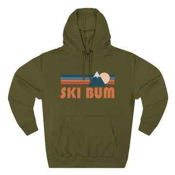 Buy army-green Ski Bum Hoodie - Retro Mountain Unisex Sweatshirt