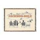 Jackson Hole, Wyoming Ski Town Throw Blanket | Mountain Woven Blanket-1