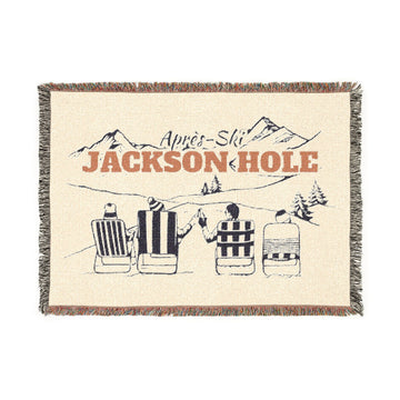 Jackson Hole, Wyoming Ski Town Throw Blanket | Mountain Woven Blanket