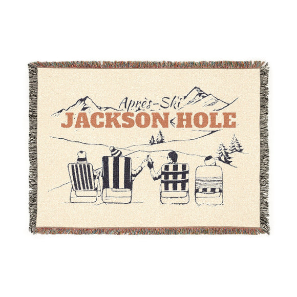 Jackson Hole, Wyoming Ski Town Throw Blanket | Mountain Woven Blanket