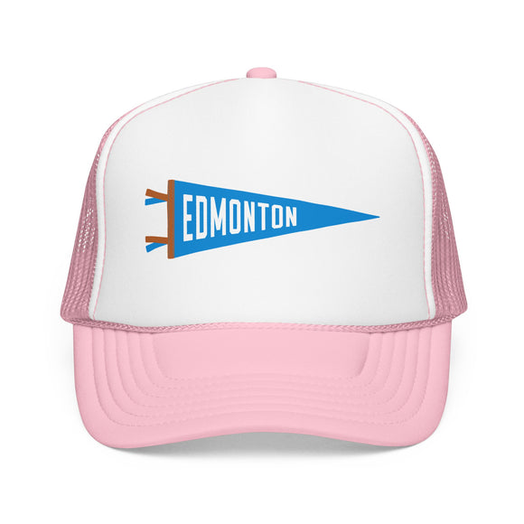 Edmonton, Alberta Pennant Trucker Hat — Retro Flag Foam Cap