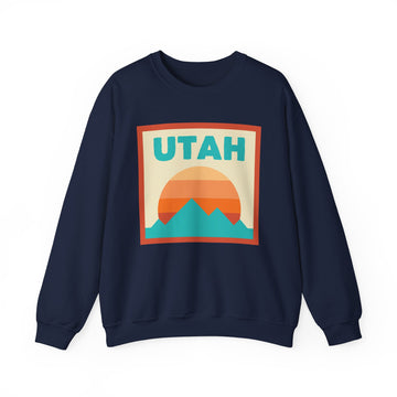 Buy navy Retro Utah Sweatshirt, Mountain Sun Design, Unisex Crewneck, Gift for Outdoorsy Friends, Vintage Utah Jumper