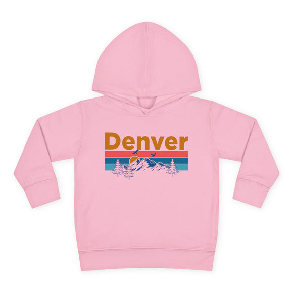Denver Toddler Hoodie - Retro Mountain Sun Unisex Denver Toddler Sweatshirt