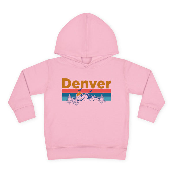 Denver Toddler Hoodie - Retro Mountain Sun Unisex Denver Toddler Sweatshirt