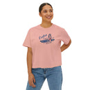 Oahu, Hawaii Surfer Girl Tee | 100% Cotton Women's Boxy Tee-8