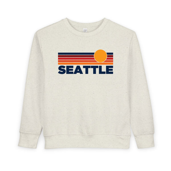 Seattle, Washington Toddler Sweatshirt - Retro Sun Seattle Toddler Crewneck Sweatshirt